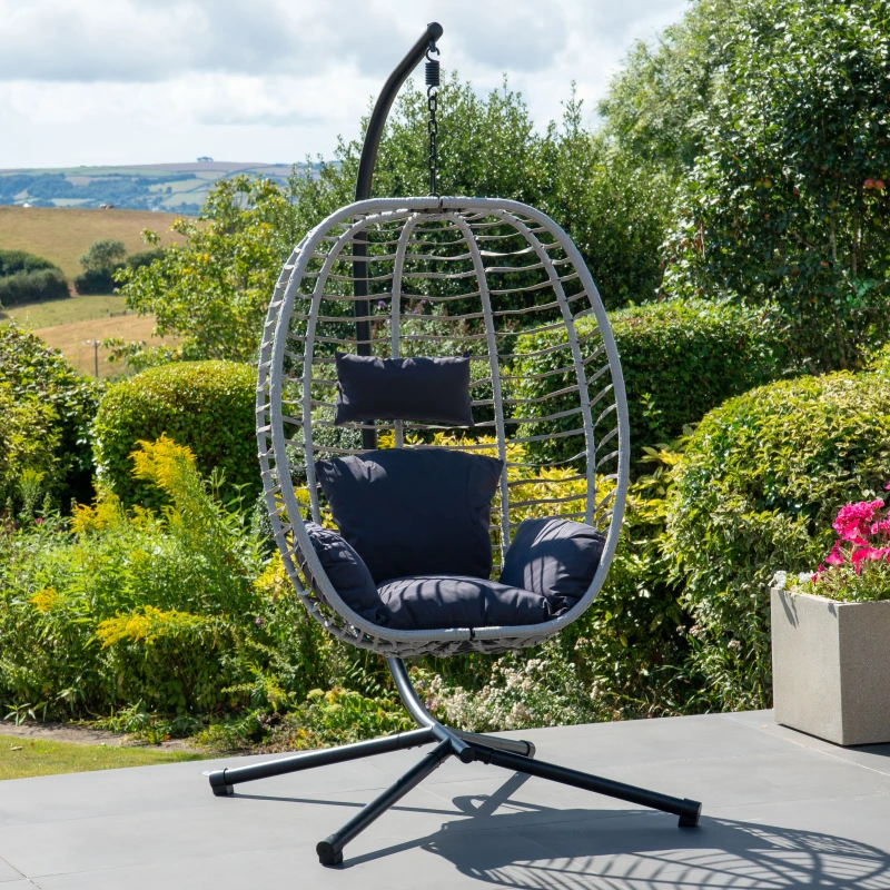 Image of Artemis Home Wilton Hanging Swing Single Egg Pod Chair in Dark Grey Dark Grey Unisex