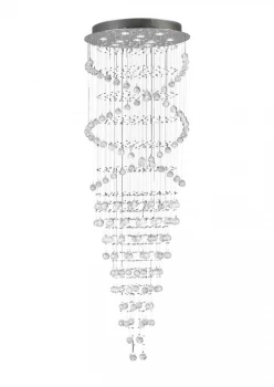 Image of Ceiling Cluster Pendant Corkscrew 10 Light Polished Chrome, Crystal