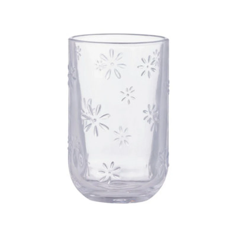 Image of Daisy Glass Tumbler 450Ml Recycled Ravenhead Clear Embossed Floral Drinkware