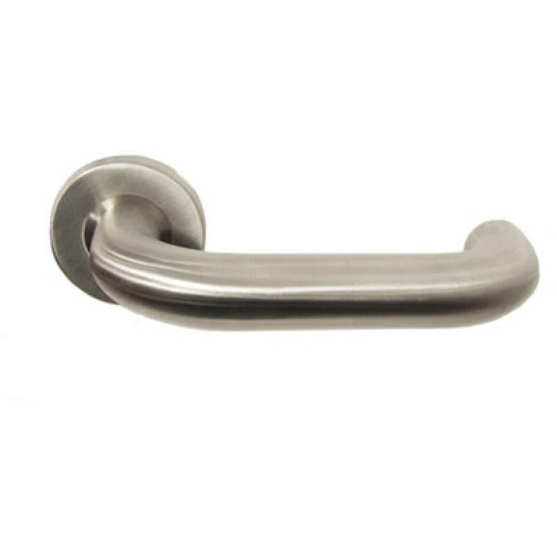Image of Loops PAIR 22mm Round Bar Safety Handle on Round Rose Concealed Fix Satin Steel Metallics