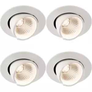 Image of 4 PACK Fully Adjustable Ceiling Downlight - 9W Warm White LED - Matt White