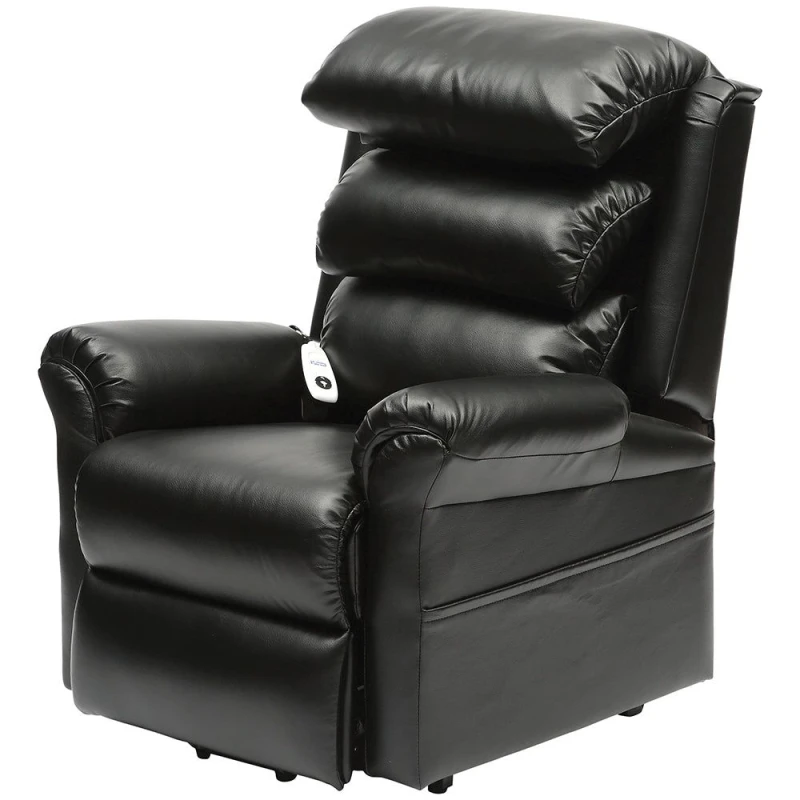 Image of Loops Wall Hugging Rise and Recline Lounge Chair - Wipe Clean PU Leather - Black Black