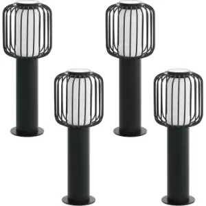 Image of 4 PACK IP44 Outdoor Pedestal Light Black Steel 1x 28W E27 Wall Gate Lamp