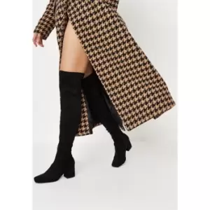 Image of Missguided Square Toe Block Heel Sock Boot - Black