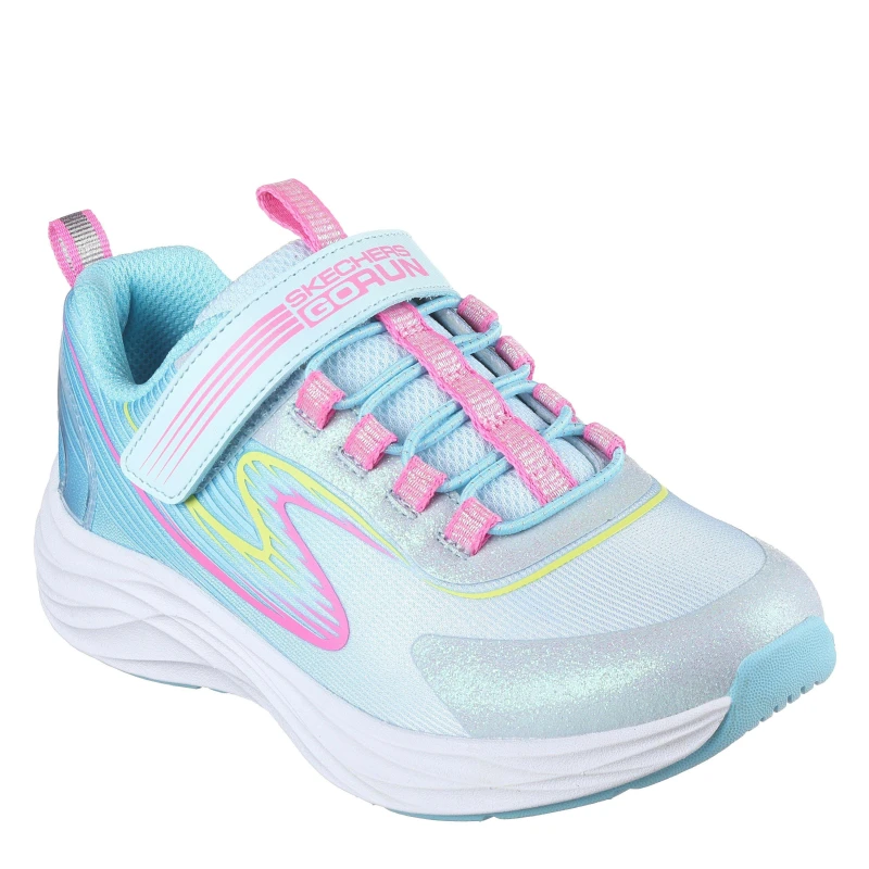 Image of Skechers Bungee And Strap Glitter Mesh Sneak Slip On Runners Unisex Kids Blue/Multi unisex 3 (36)