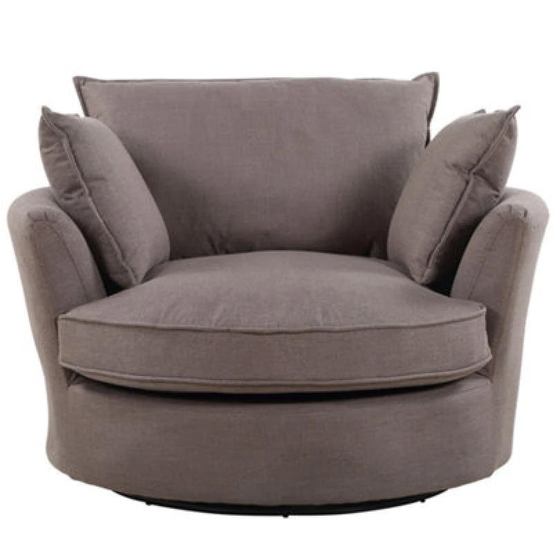 Image of Irwin Woven Textured Fabric Brown Coloured Swivel Based Cuddle Chair