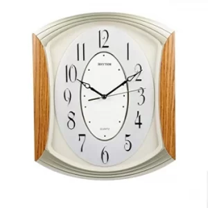 Image of Rhythm Silver & Light Wood Finish Wall Clock