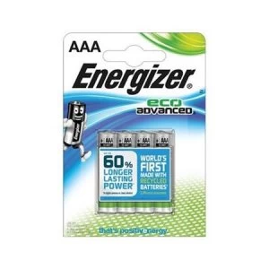 Image of Energizer EcoAdvanced AAA Alkaline Batteries Pack of 4 Batteries