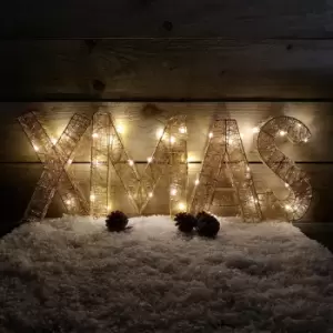 Image of 69cm LED Rose Gold Metal XMAS Battery Powered Light Up Indoor Christmas Decoration