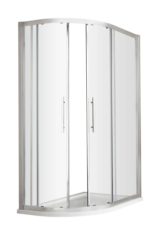 Image of Balterley 8mm Toughened Safety Glass Offset Shower Quadrant Chrome 1200x800mm Silver