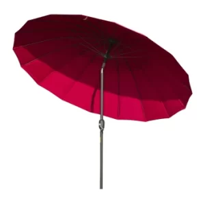 Image of Outsunny Ф255cm Patio Parasol Umbrella Outdoor Market Table Parasol with Push Button Tilt Crank and Sturdy Ribs for Garden Lawn Backyard Pool Wine Red