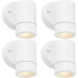 Image of 4 PACK Dimmable Outdoor IP44 Downlight - 7W GU10 LED - Gloss White & Glass