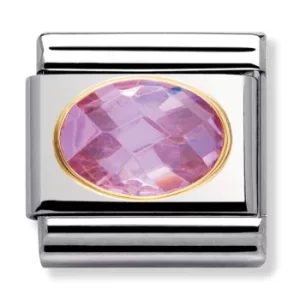 Image of Nomination CLASSIC Gold Oval Faceted Cubic Zirconia Pink Charm...