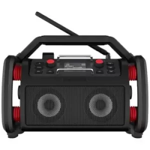 Image of PerfectPro RockPro Workplace radio DAB+, FM AUX, Bluetooth, USB Battery charger, splashproof, dustproof, shockproof, Alarm clock, rechargeable Black