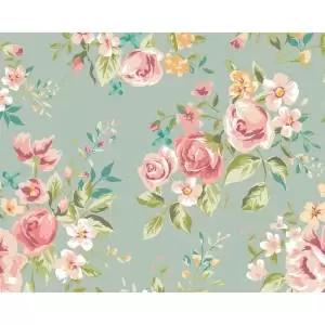 Image of Origin Murals Flowery Duck Egg Wall Mural - 3.5m x 2.8m