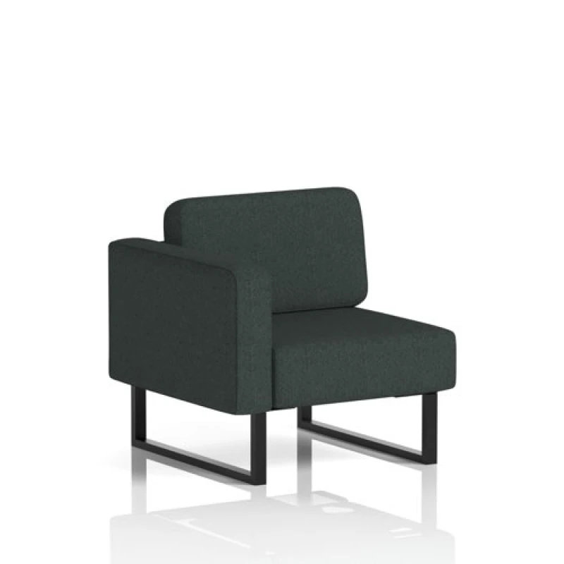 Image of Brixworth Modular Seating Right Unit with Black in Rivet Fabric - Charcoal