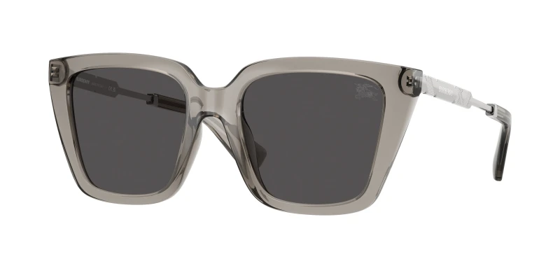 Image of Burberry Woman Burberry BE4473U 419787 Sunglasses Injected Grey Grey Squared Normal Grey Sunglasses Woman Injected