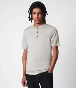 Image of AllSaints Mens Mode Merino Henley, Corazon Taupe Marl, Size: S