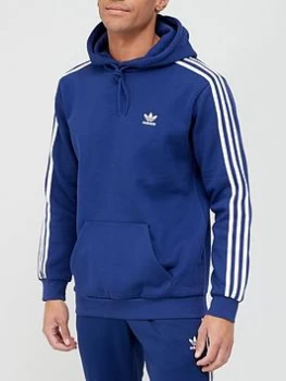 Image of adidas Originals 3-Stripe Pullover Hoodie - , Blue, Size S, Men