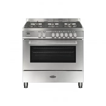 Image of Britannia Q Line Modern 90cm Single Oven Dual Fuel Range Cooker - Stainless Steel