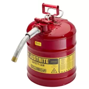 Image of Justrite Safety container, steel, with flexible metal hose, capacity 19 l