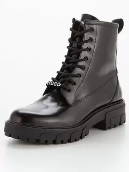 Image of Hugo Axel Lace Up Leather Boot Black