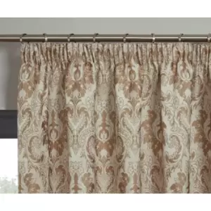 Image of Tegola Pencil Pleat Curtain Pair Taped Top Ready Made Curtains Latte 66x54 - Latte