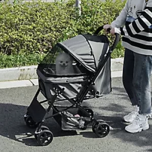Image of PawHut Pet Stroller Jogger with Reversible Handle and Safety Leash Grey