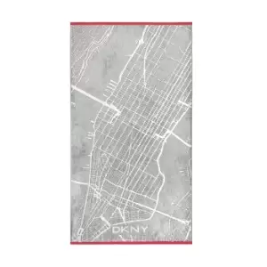 Image of DKNY City Map Bath Towel, Grey & Red