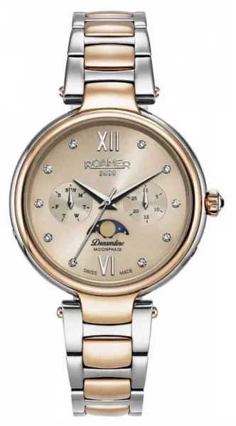 Image of Roamer 858801 49 38 50 Dreamline Moonphase Cream Sunray Dial Watch