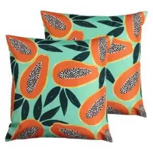 Image of Papaya Outdoor Twin Pack Cushion Aqua