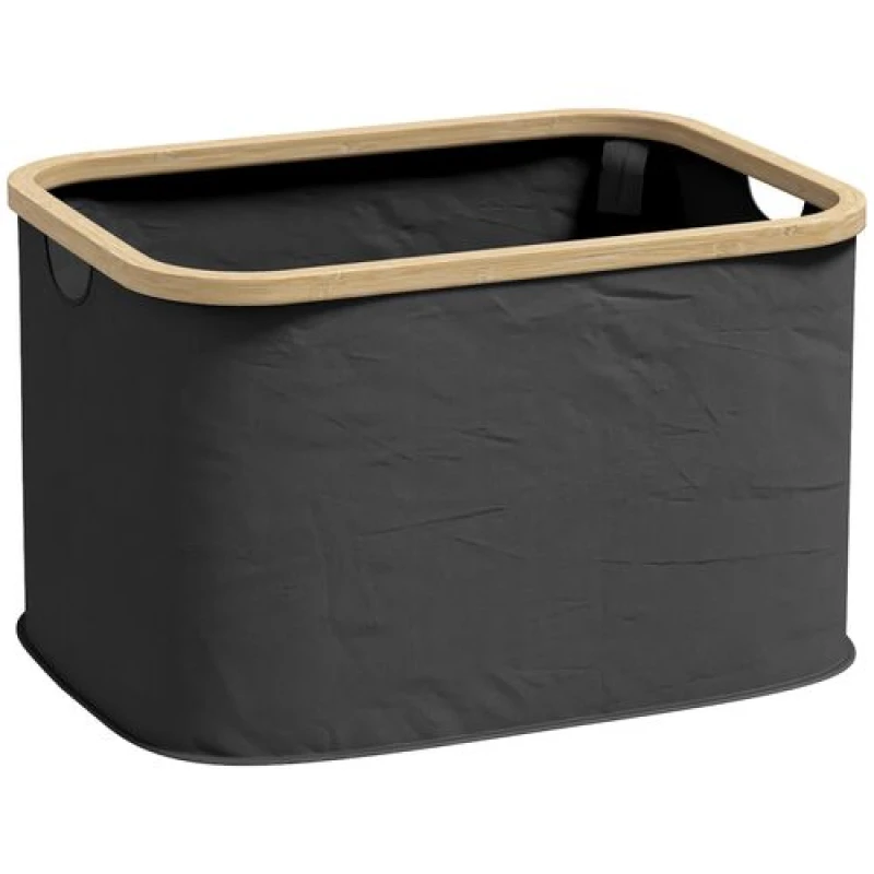 Image of HOMCOM 36L Collapsible Laundry Hamper, Washing Basket for Bathroom, Black Black