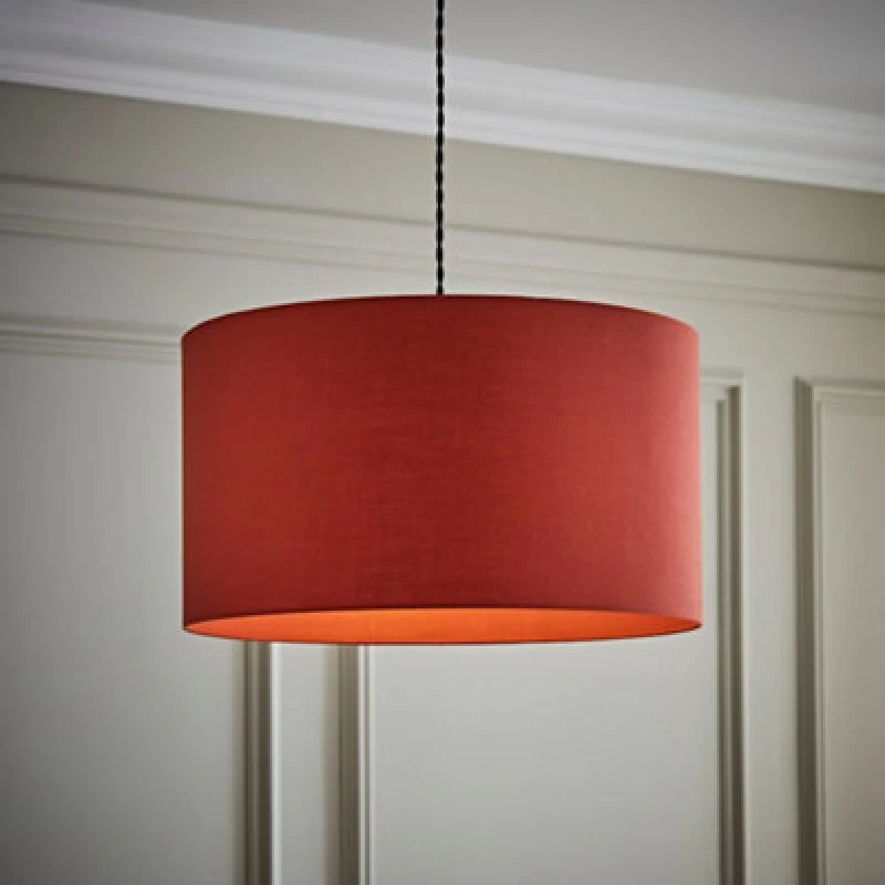 Image of ValueLights ValueLights Reni Rust Red Fabric Easy Fit Drum Ceiling Lamp Shade in Burnt Orange Size: Large Burnt Orange Large Unisex 5016529271208