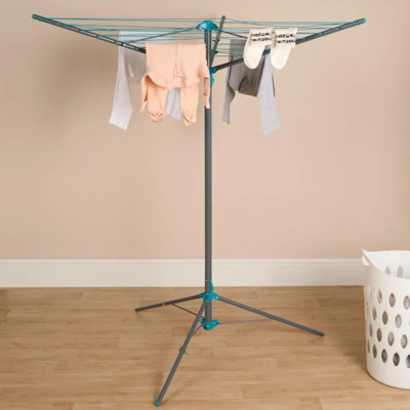 Image of OHS OHS Rotary Airer 3 Arm Clothing Drying Rack Laundry Storage Space Saving Hanger Rail in Light Grey Light Grey One Size Unisex 5027434201815