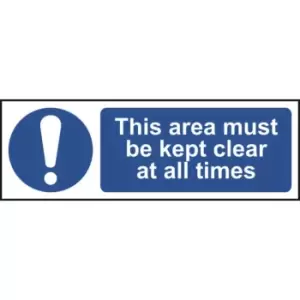 Image of This area must be kept clear at all times - Sign - PVC (300 x 100mm)