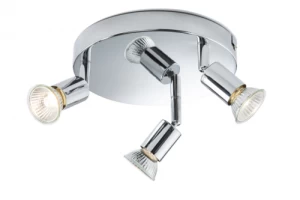 Image of KnightsBridge Ceiling Light GU10 50 Watt 3 Spotlight Bar Chrome LED Compatible