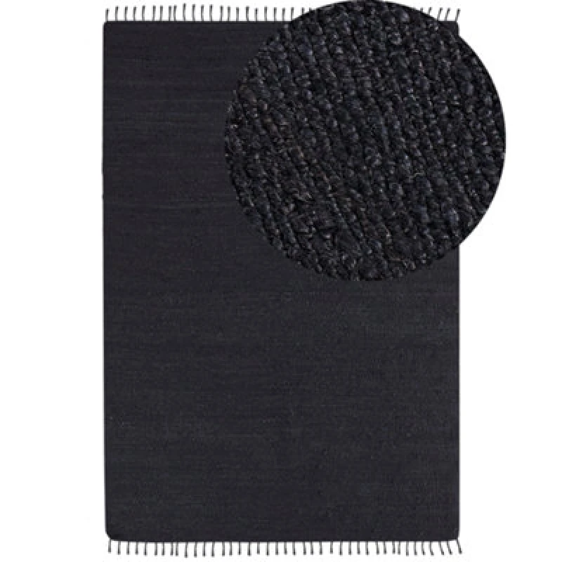 Image of Beliani Rug Sinankoy Black 160 X 230 Cm Jute