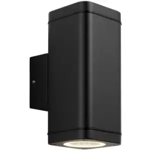 Image of Non Automatic Up & Down Outdoor Wall Light - Textured Black & Glass Diffuser