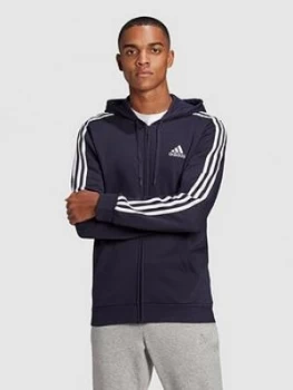 Image of Adidas 3-stripe Fleece Full Zip Hoody, Ink Size M Men