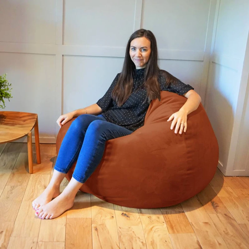 Image of Rucomfy Velvet Slouchbag Beanbag - Rust