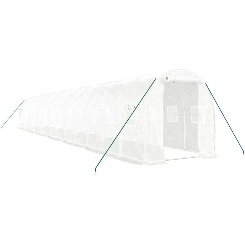 Image of vidaXL Greenhouse with Steel Frame White 28 m 14x2x2 m, White 3188033