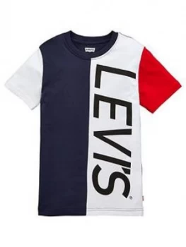 Image of Levis Boys Short Sleeve Colourblock T-Shirt - Navy