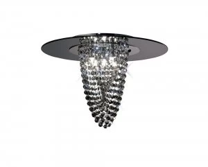 Image of Flush Ceiling 5 Light Polished Chrome, Smoked Mirror, Smoked Crystal