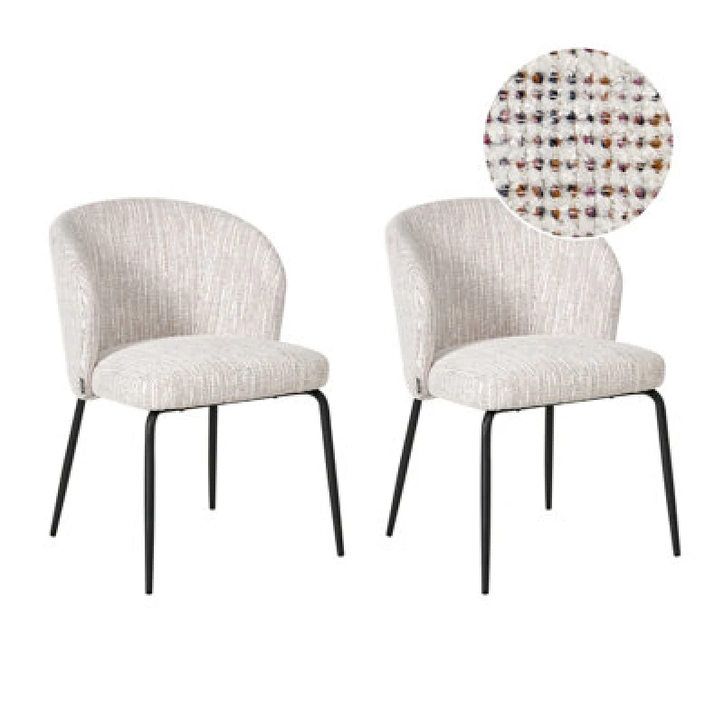Image of Beliani Set Of 2 Dining Chairs Zana Fabric Multicolour