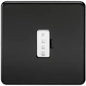 Image of KnightsBridge 13A Screwless Matt Black Fused Spur Connector Unit Wall Plate