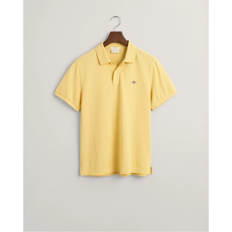 Image of Gant Shield Piqu Polo Shirt - Yellow Yellow S