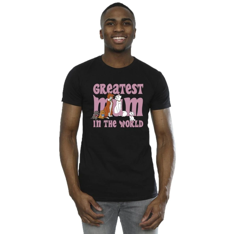 Image of Disney Men The Aristocats Greatest Mum T-Shirt in Black Size: Small Black S Male 5063153556256