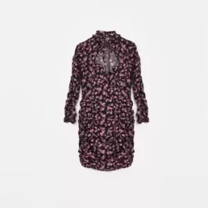 Image of Missguided Tie Neck Long Sleeve Dress - Multi