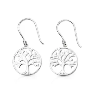 Image of Allegory Symbols Silver Circle Tree of Life Drop Earrings