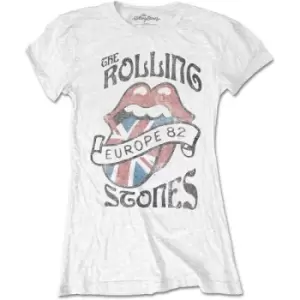 Image of The Rolling Stones - Europe 82 Ladies Medium T-Shirt - White